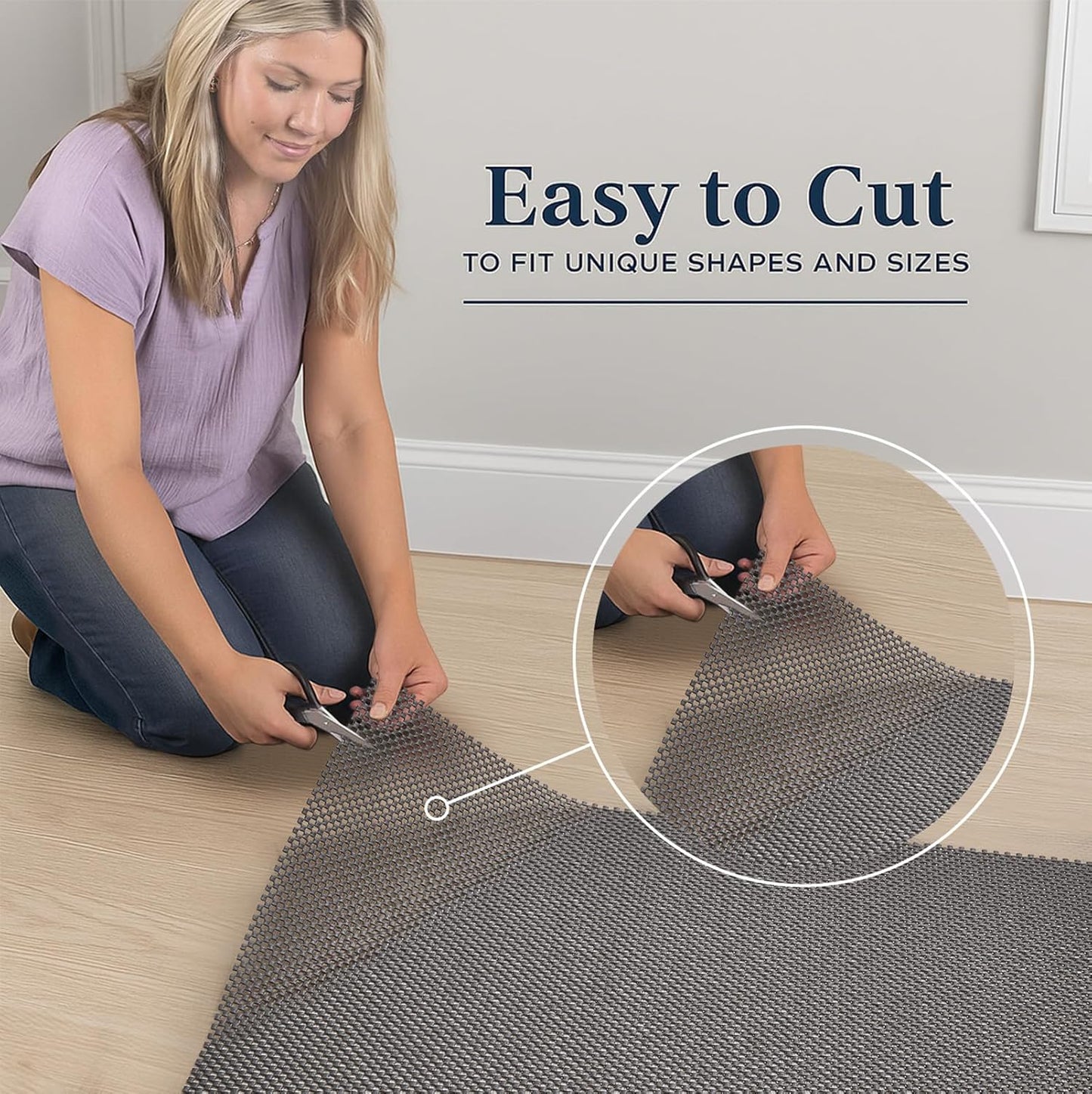 Veken Rug Pad Gripper - Non-Slip Dark Grey 8x10 Ft for Hardwood & Tile Floors | Thick Anti-Skid Mat