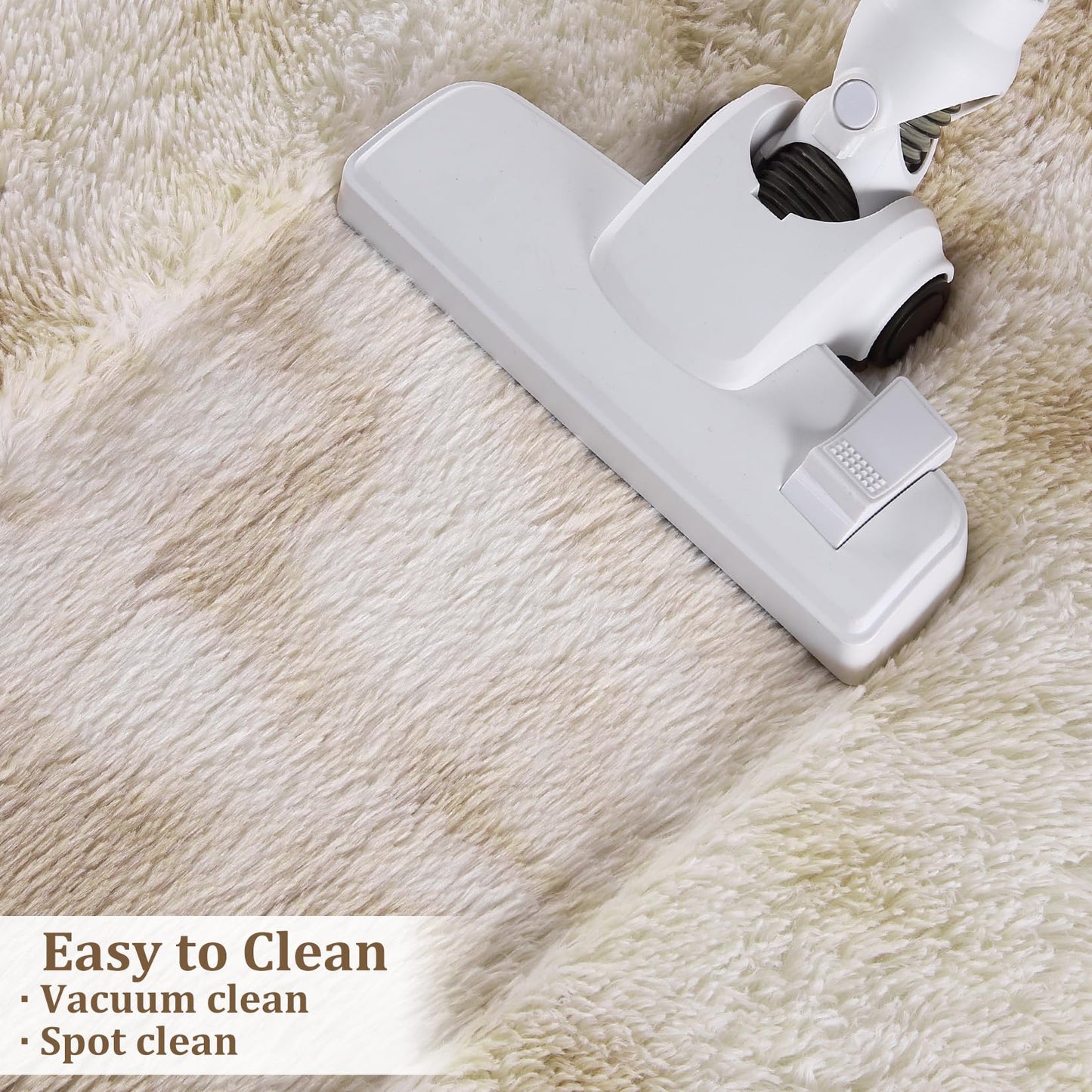 IMINROME Shaggy Area Rug Indoor Plush Fluffy Rugs, Modern Fuzzy Soft and Comfy Carpet Tie-Dyed Accent Rugs for Bedroom Living Room Kids Nursery Fluffy Area Rug, Beige Taupe, 5' x 8'