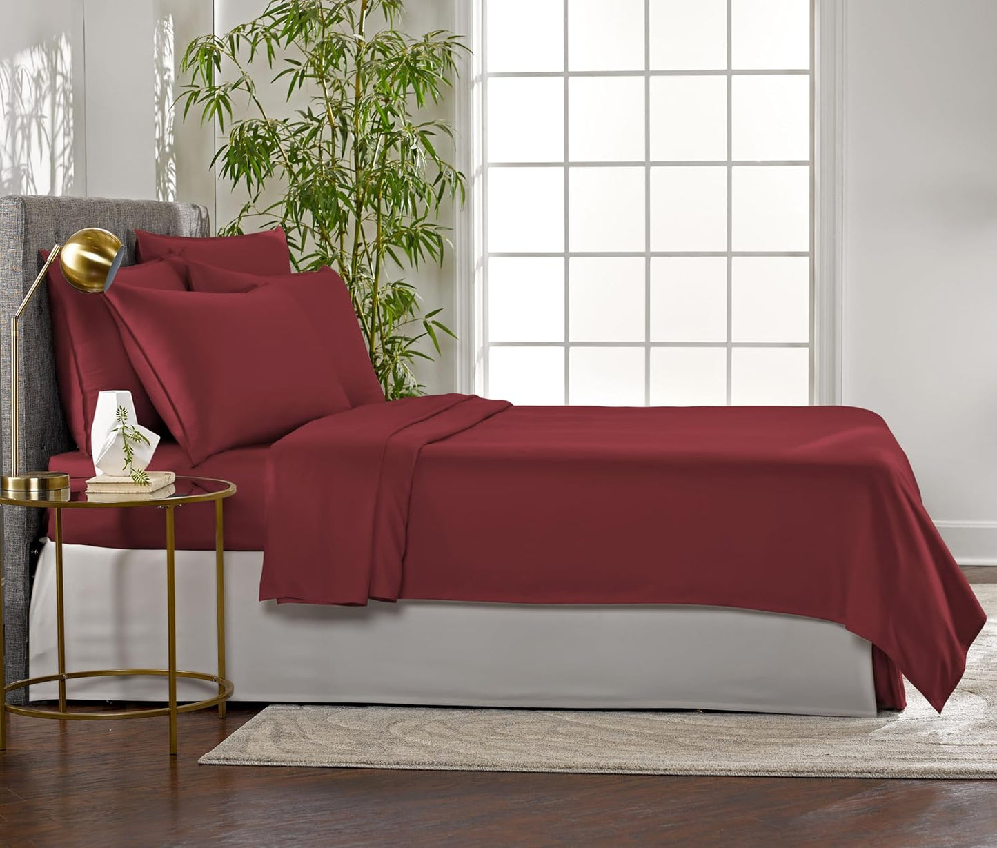 Pure Bamboo Queen Sheets - Luxuriously Soft 100% Organic Viscose Bed Sheet Set | Cooling Comfort in Merlot