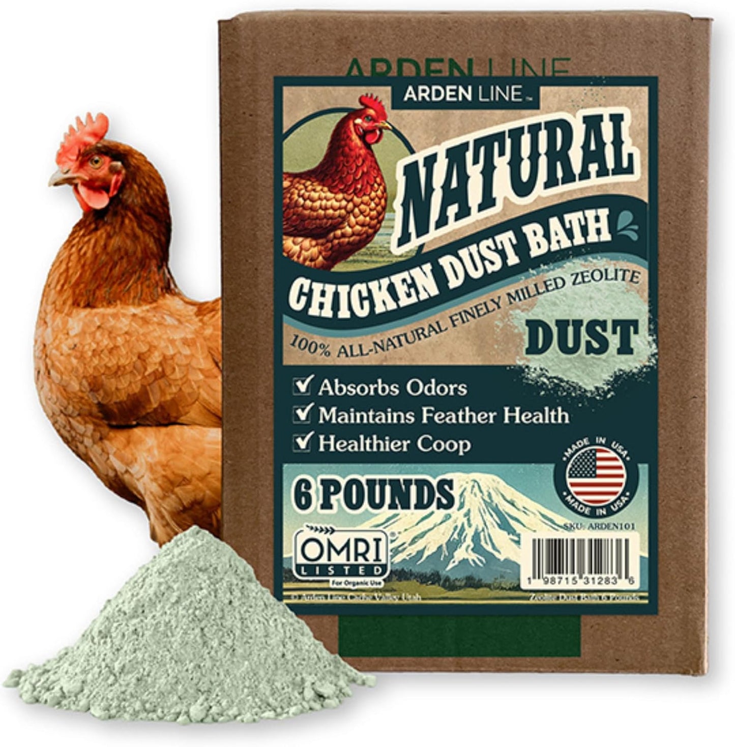 Zeolite Chicken Dust Bath - All-Natural Finely Milled Dust in 12 lb Kraft Box | Made in The USA