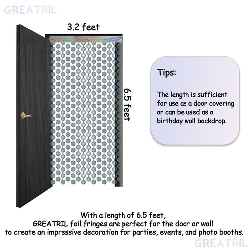 Disco Dancing Ball Shaped Party Backdrop - GREATRIL Prom Fringe Curtain Backdrop with Sparking Surface for Birthday Disco Graduation New Year Party Decoration - 3.2ft x 6.5ft - 2 Packs