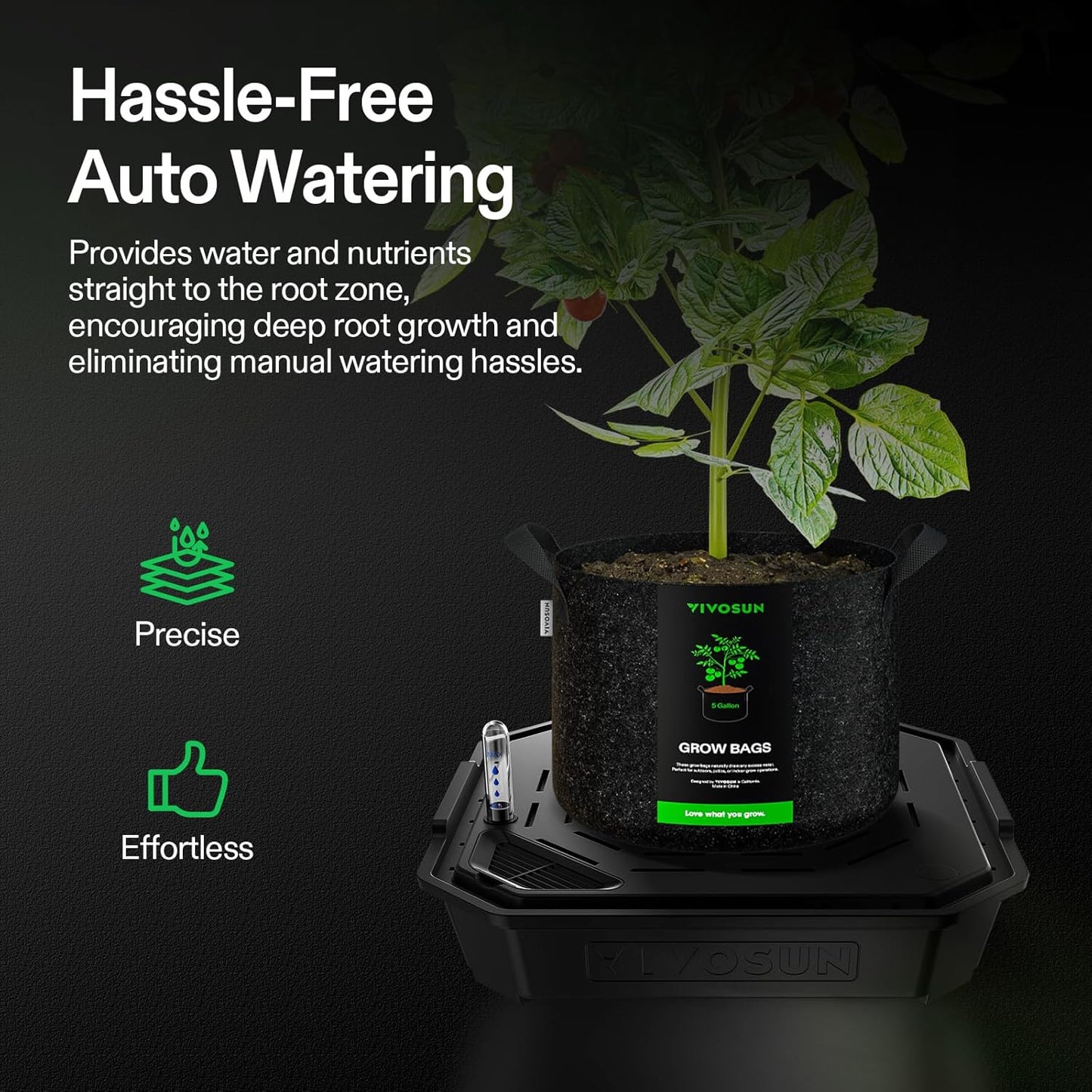 VIVOSUN Self-Watering Pots - 4-Pack Auto Irrigation Fabric Pots with Water Meter | Indoor/Outdoor Use