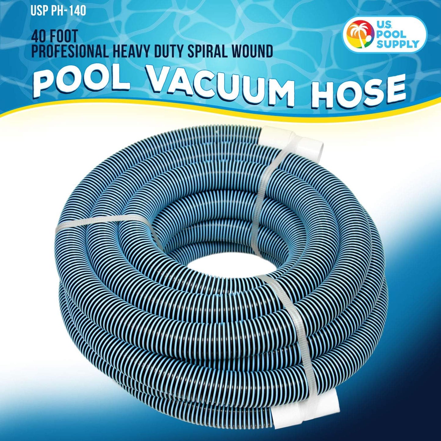 U.S. Pool Supply Pool Vacuum Hose - Heavy Duty 1-1/2" x 40' Kink-Free Spiral Wound for Inground Pools