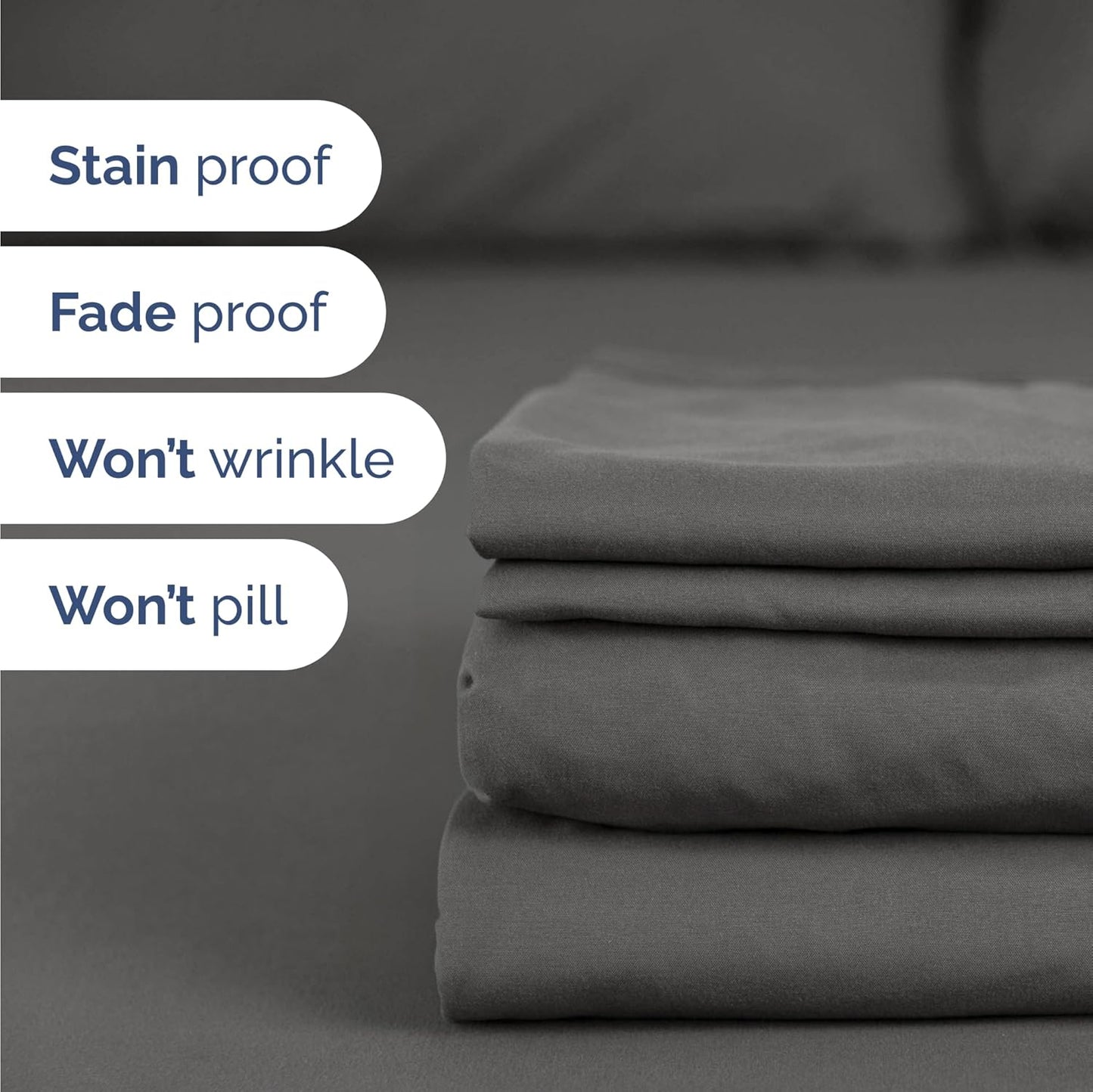 Regine Switzerland Twin Size 3-Piece Sheet Set - Comfy Cooling Bed Sheets - Ultra-Soft, Deep Pockets - Charcoal