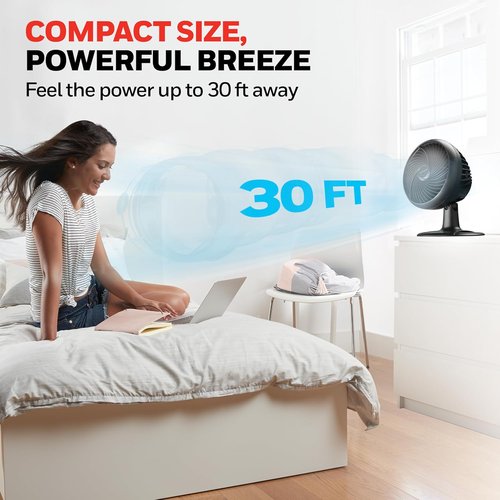 Honeywell Turbo Force Oscillating Table Fan - 3 Speed Air Circulator for Bedroom, Black, HT-906