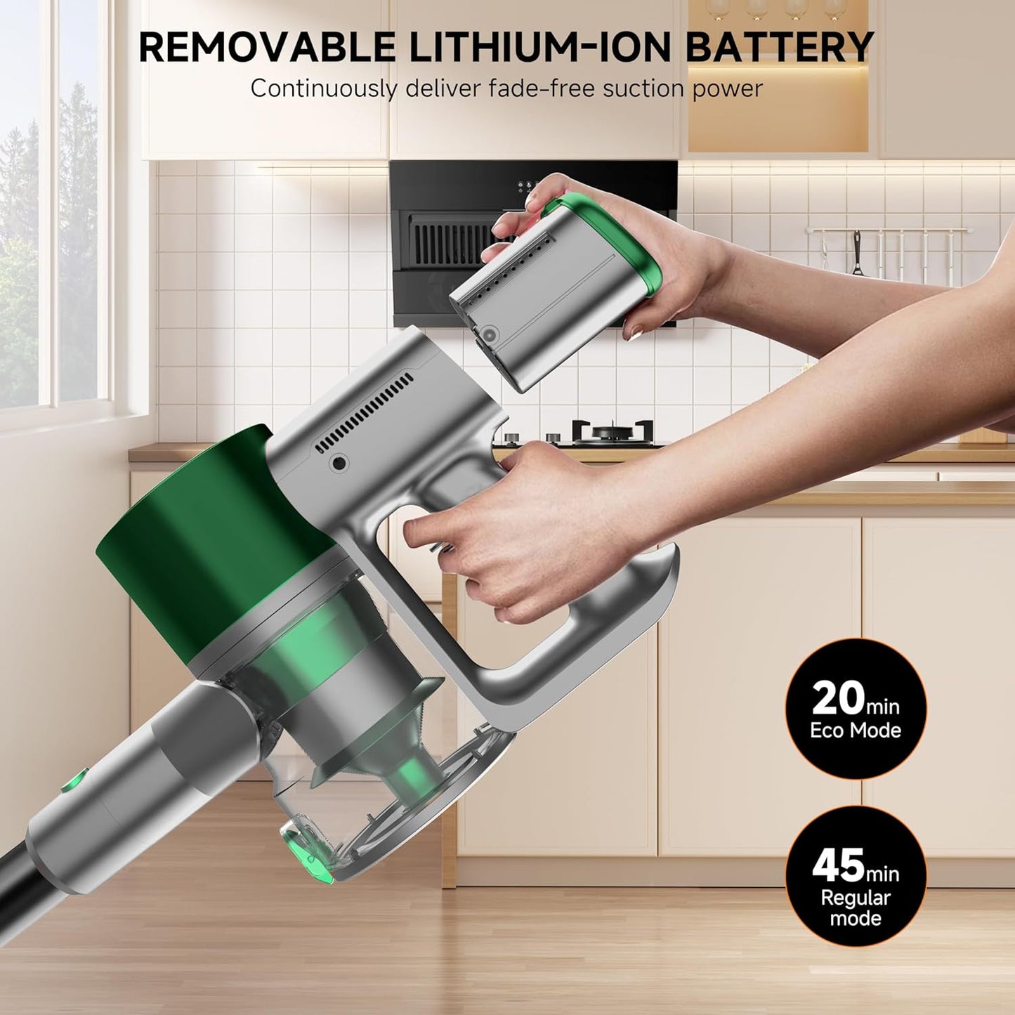 Skiennix Cordless Stick Vacuum Cleaner - Lightweight Handheld Design with 45-Minute Battery Life | Ideal for Pet Hair and Hardwood Floors