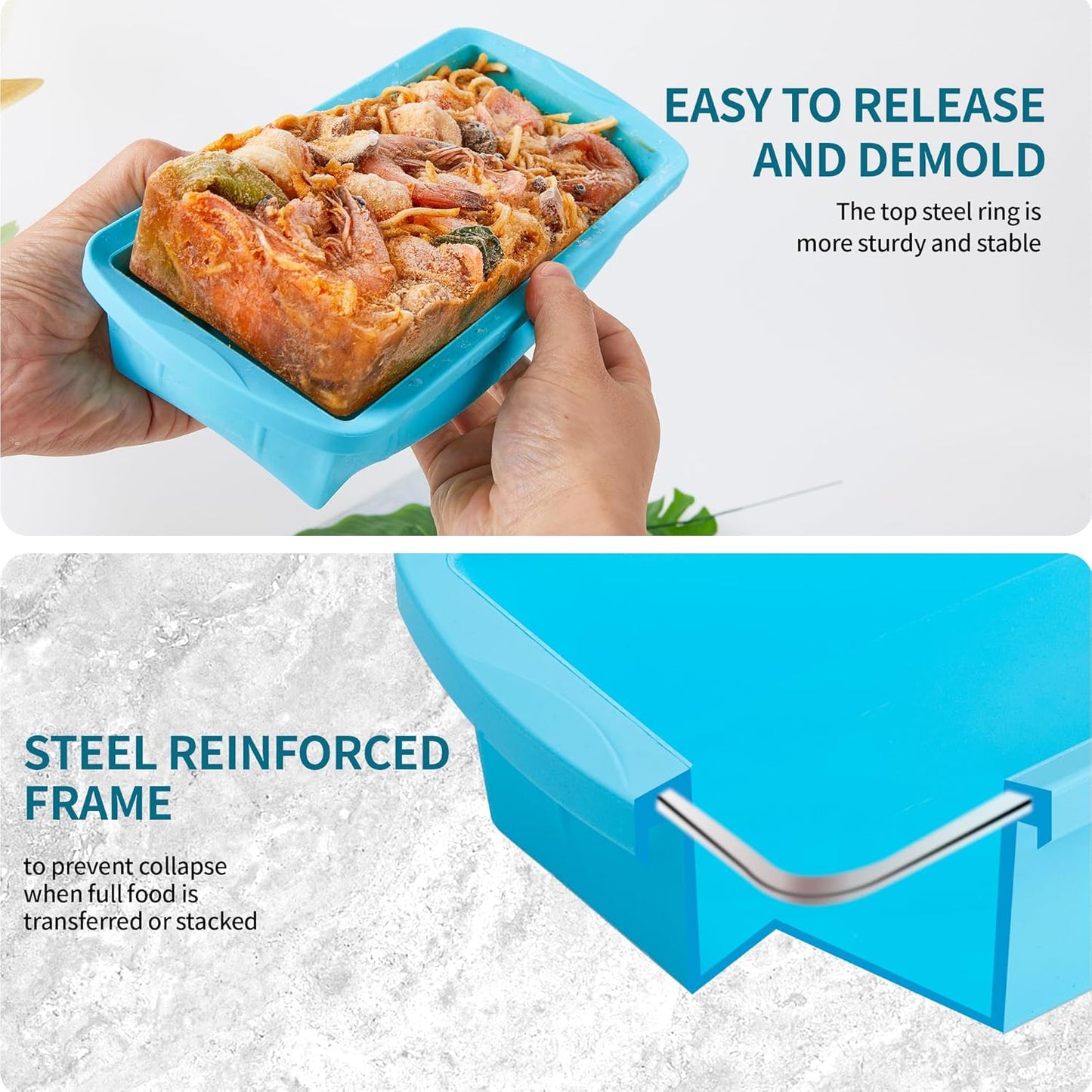 Skiennix Silicone Freezer Tray - 2 Pack Large Ice Cube Molds for Perfect Soup Portions | Oven & Dishwasher Safe