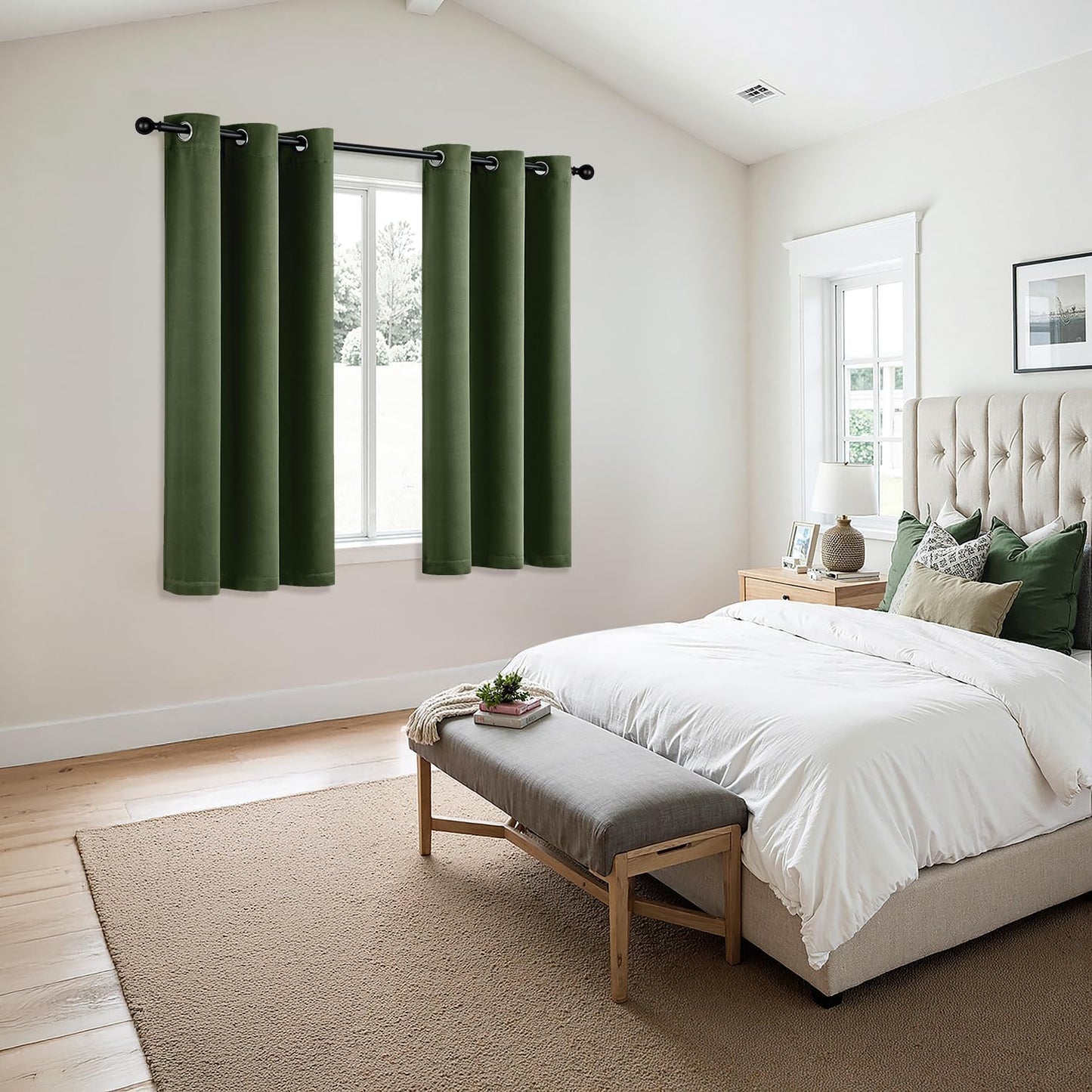 MIULEE Olive Green Blackout Curtains - Thermal Insulated Room Darkening Drapes | 40 x 54 Inches, 2 Panels