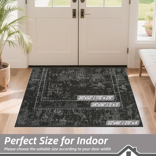 BEQHAUSE Dirt Trapper Door Mat - Non-Slip, Washable Entryway Rug | 20" x 32", Dark Grey, Stain Resistant