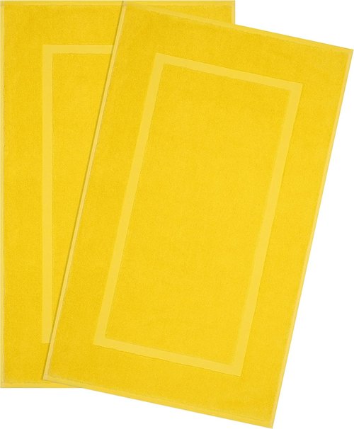 Cotton Paradise 100% Cotton Bath Mats - Soft, Absorbent & Quick-Dry | Set of 2, 20x34, Yellow