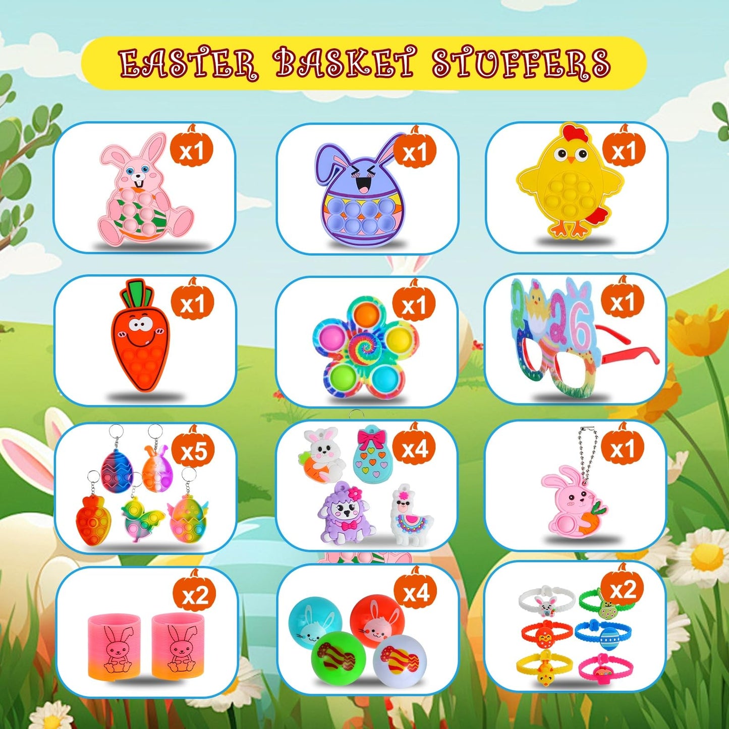 600 Pcs Easter Basket Stuffers for Kids Party Favors,Easter Fillers,Fidget Toys,Bulk Easter Toys,Stocking Stuffers Birthday Gifts,Carnival Treasure Classroom Prizes Box,Pinata Fillers,Easter Egg Hunt