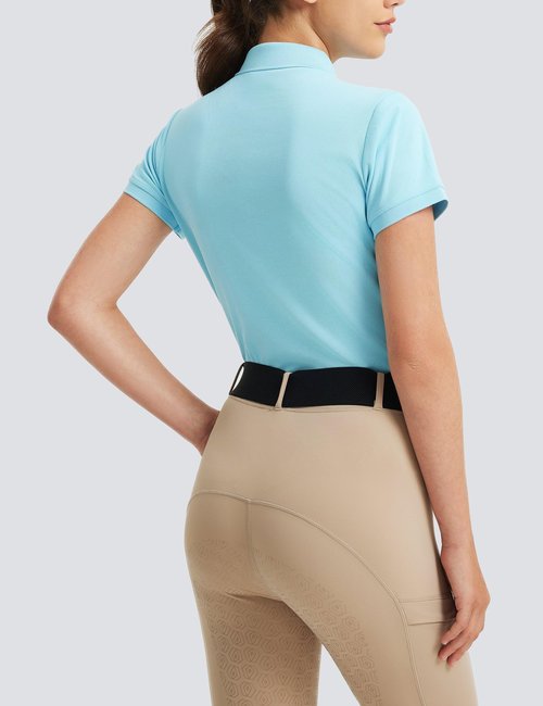 FitsT4 Sports Equestrian Shirts for Women Short Sleeve UPF50+ Moisture Wicking Polo Shirts for Horse Riding Tops Blue M