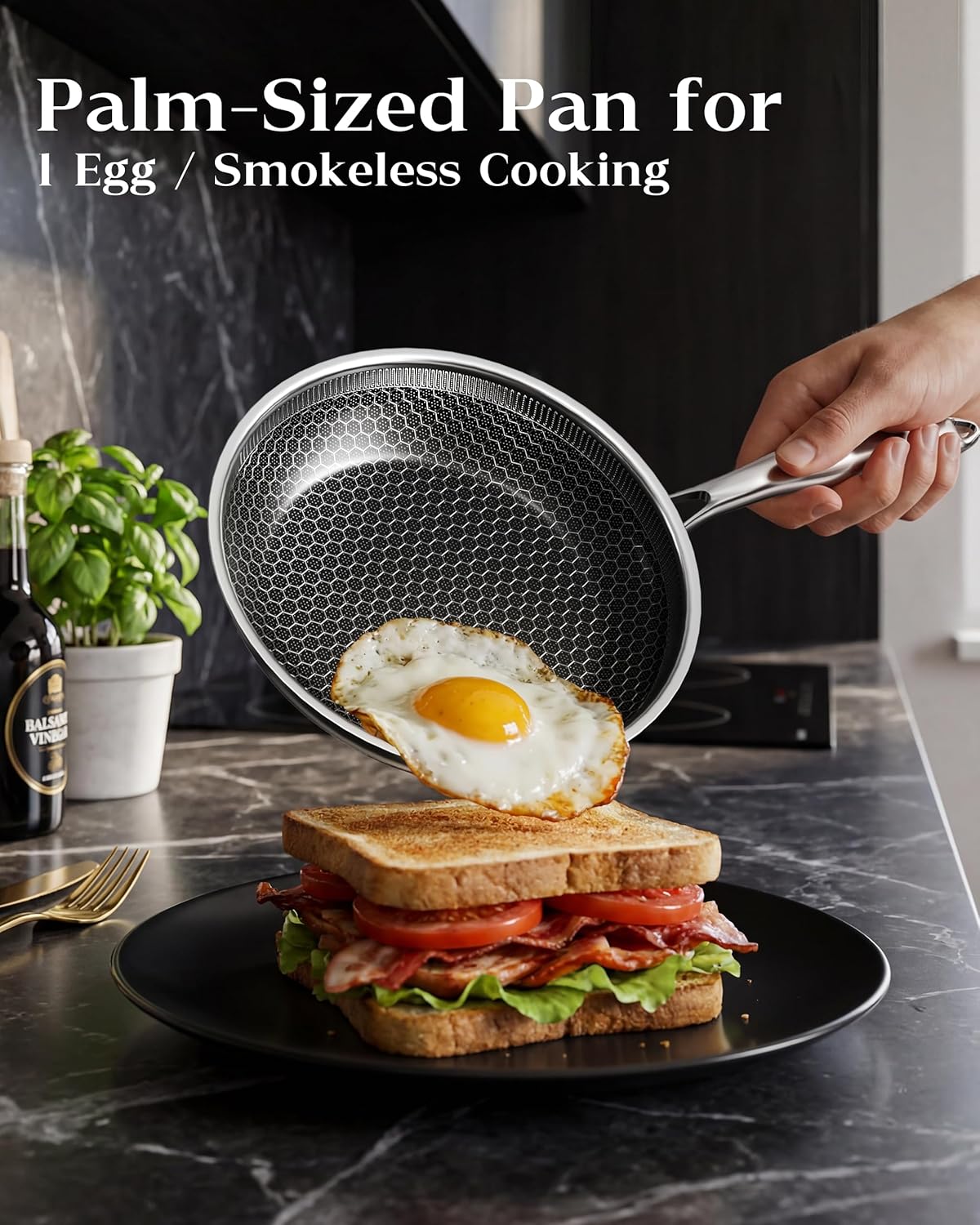 Skiennix Nonstick Frying Pan - 7-Inch Durable Stainless Steel Skillet | Induction Compatible, PFOA-Free, Scratch-Proof, Dishwasher & Oven Safe
