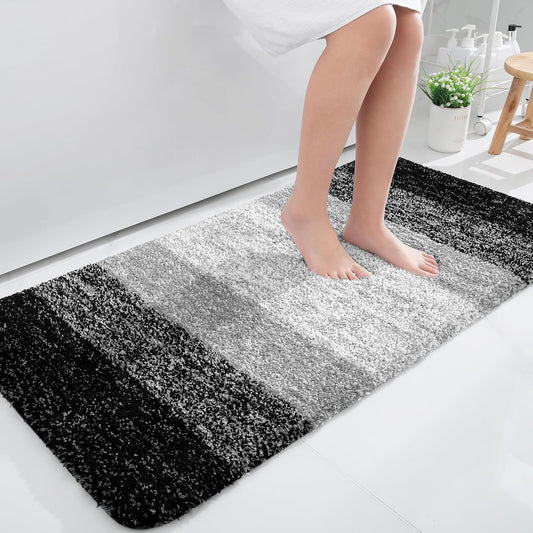 OLANLY Large Bathroom Rug Mat - Extra Soft Microfiber with Rubber Backing | Quick Dry, Machine Washable, Black 40x24