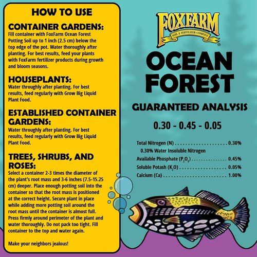 FoxFarm Ocean Forest Potting Soil - Light, Aerated Texture for All Container Plants | 1.5 Cu Ft