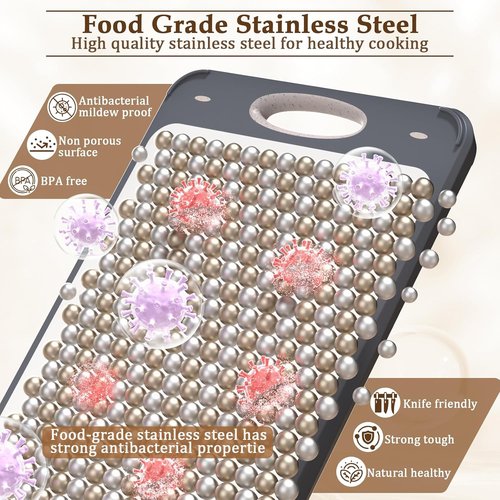 GUANCI Stainless Steel Cutting Board - Double-Sided Food-Grade Design | Easy to Clean, Small 14” x 9.6”