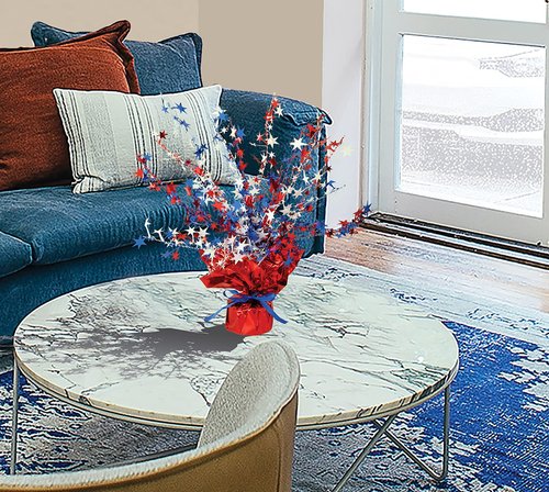 Beistle Patriotic Star Gleam ‘N Burst Centerpiece, 15” – Metallic USA 4th of July Table Decorations in Red White and Blue