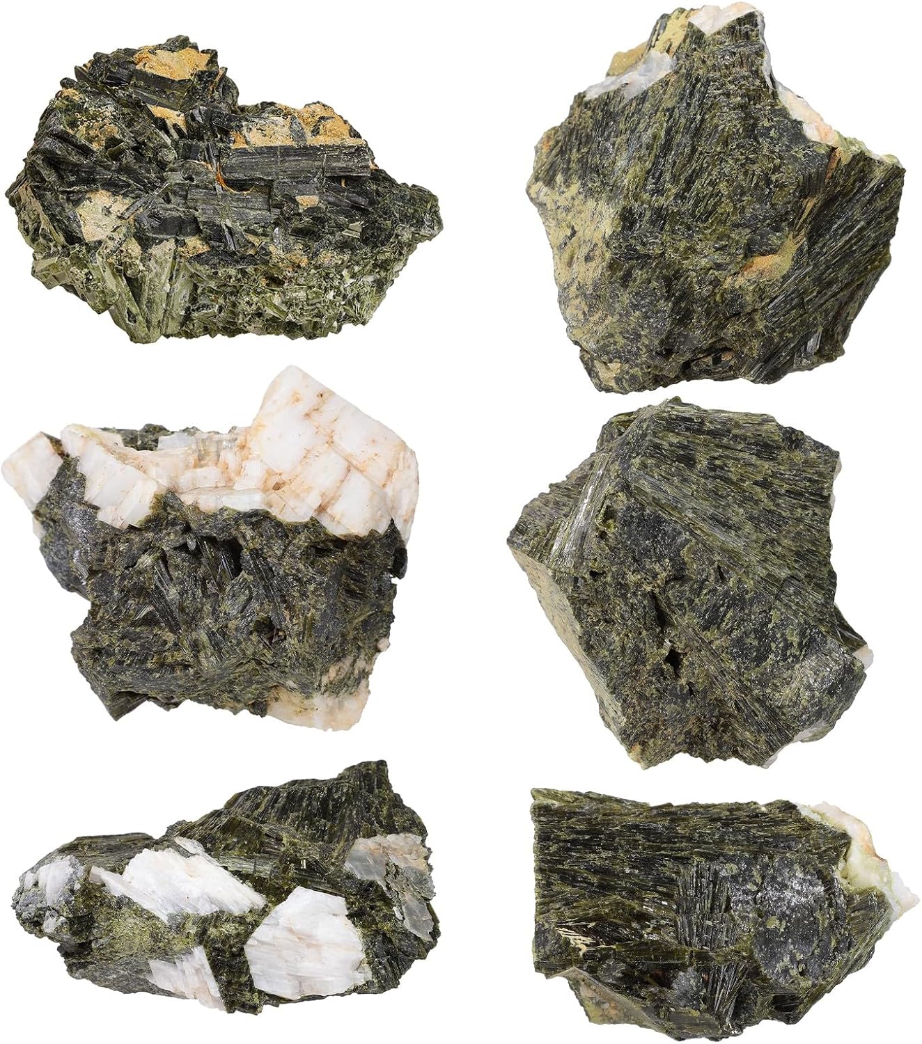 Sportmusies Natural Raw Green Tourmaline Crystal Cluster Reiki Healing Home Office Decoration, Irregular-Shaped Green Tourmaline Stone Mineral Specimen, 1.88-5.03 inches