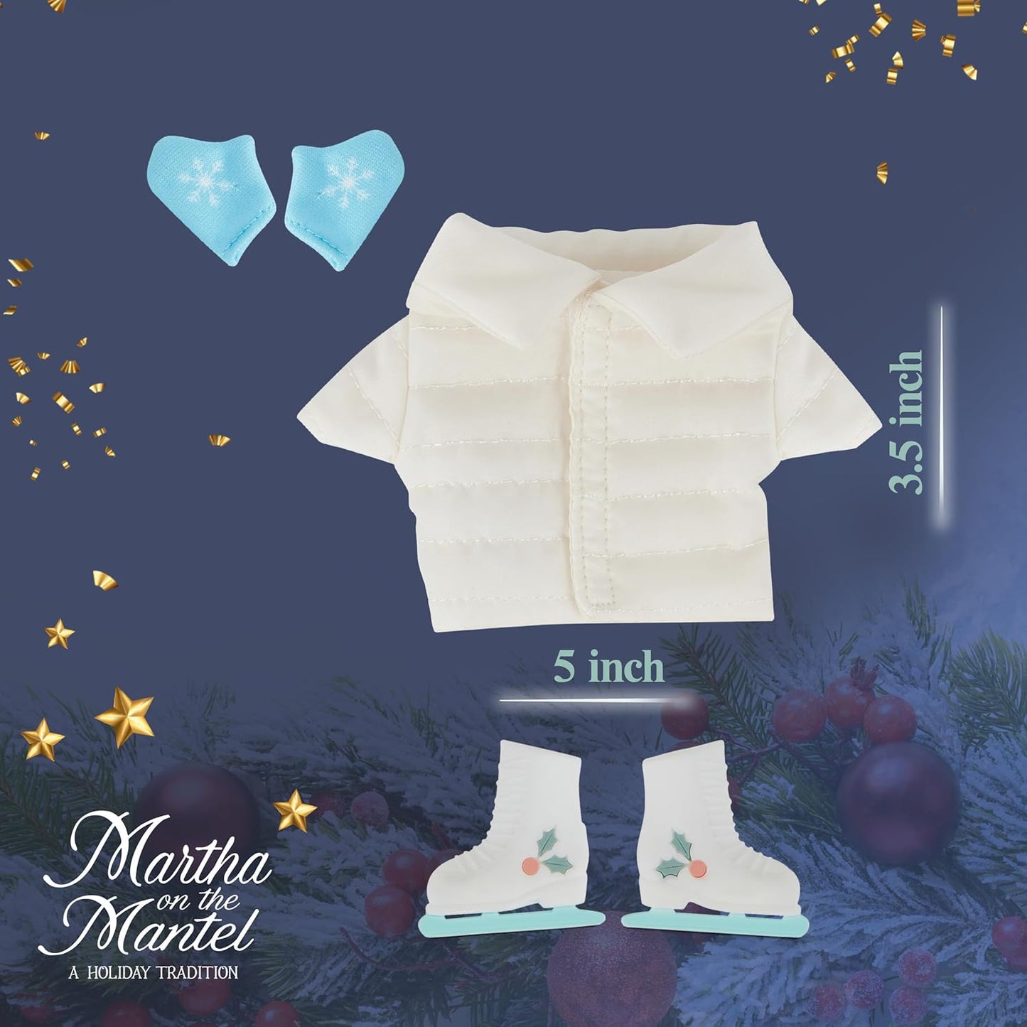 Martha Stewart Ski Jacket Expansion Pack - Fun Ice Skates & Mittens for Elf Collectible Gift