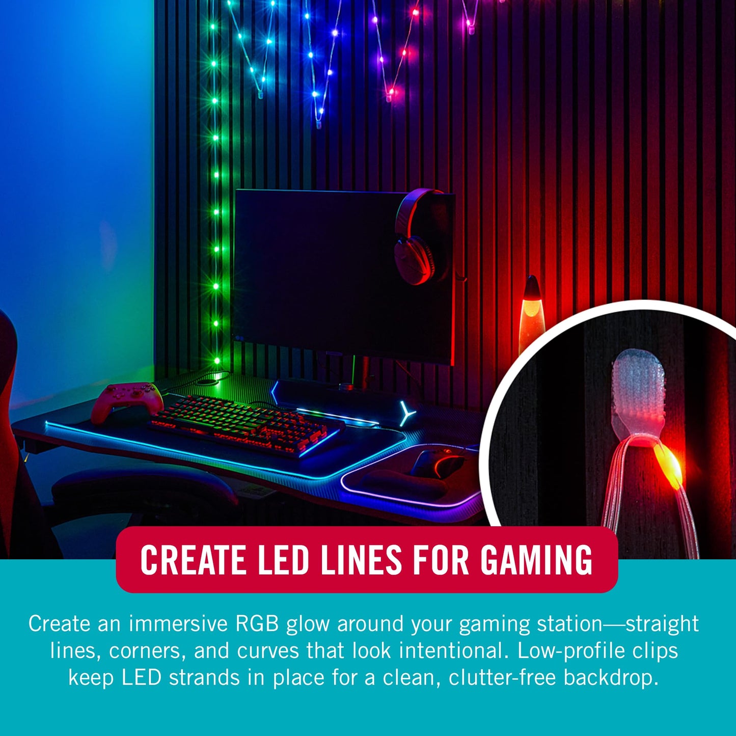 Velcro Brand Indoor Light Clips for Hanging Fairy Lights and Twinkle Lights, Adhesive Transparent Wall Clips that Blend into Your Décor, Damage‑Free and Removable, Small 48 Pack