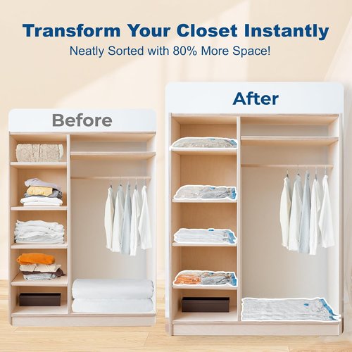 HOUSE DAY Vacuum Storage Bags - 30 Pack with Electric Pump | Space Saver for Clothing, Bedding & Travel - Durable & Airtight