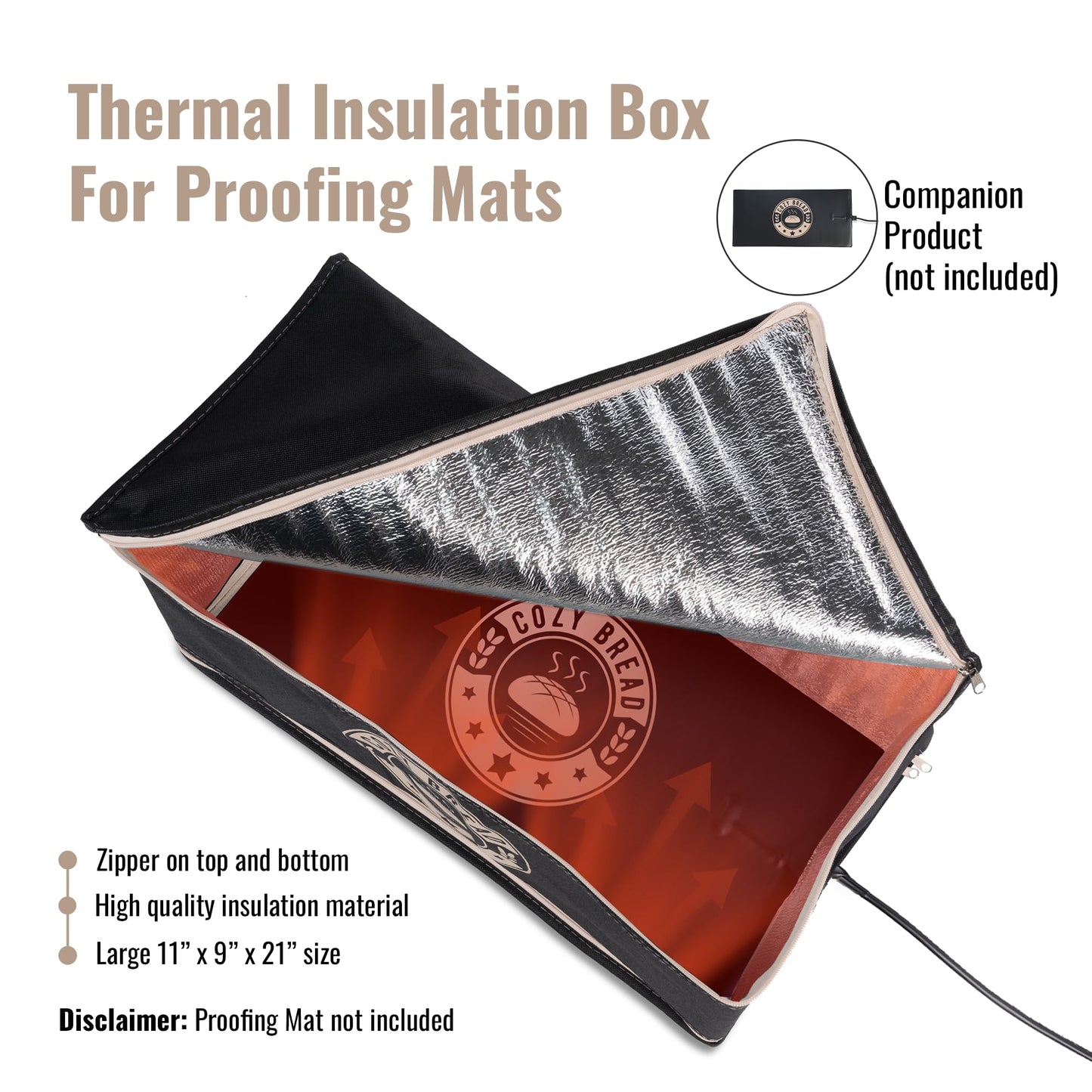 Cozy Bread® Proofing Box | Compatible with 10" x 21" Proofing Mat (Heat Mat Not Included) | USA Brand