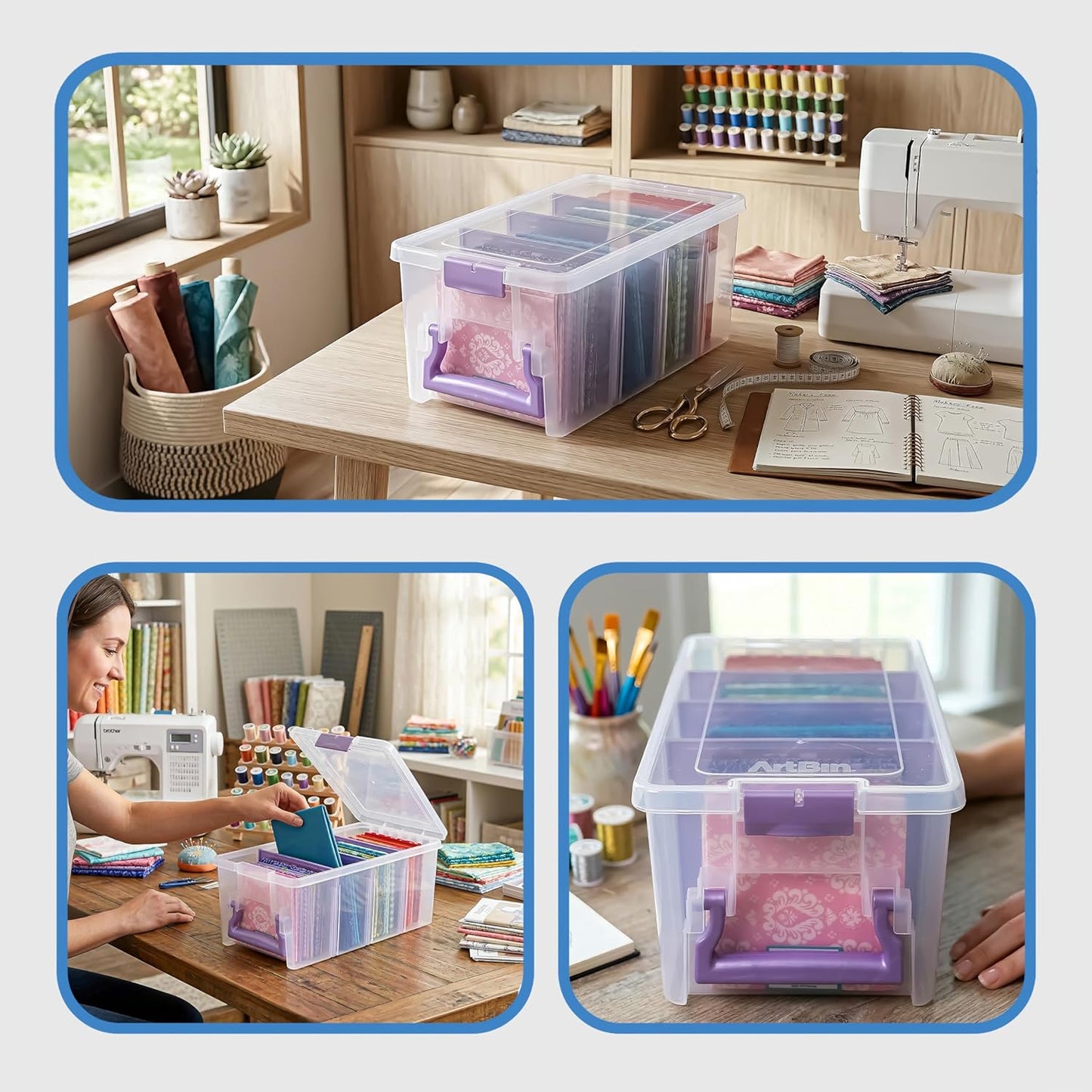 ArtBin Semi Satchel Craft Organizer - Portable Clear Plastic Storage Case with 3 Dividers
