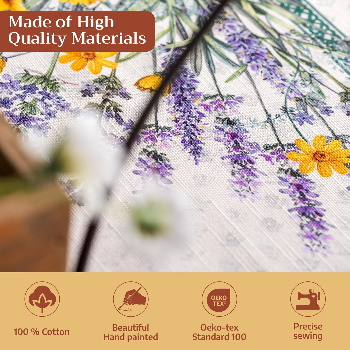 Maison d' Hermine Table Cloth Rectangle Table 100% Cotton 70 x 90 Inches Tablecloth Reusable Decorative for Dining Kitchen Room Farmhouse Home Gifts for Mothers Day Spring Summer - Fanny Lavender