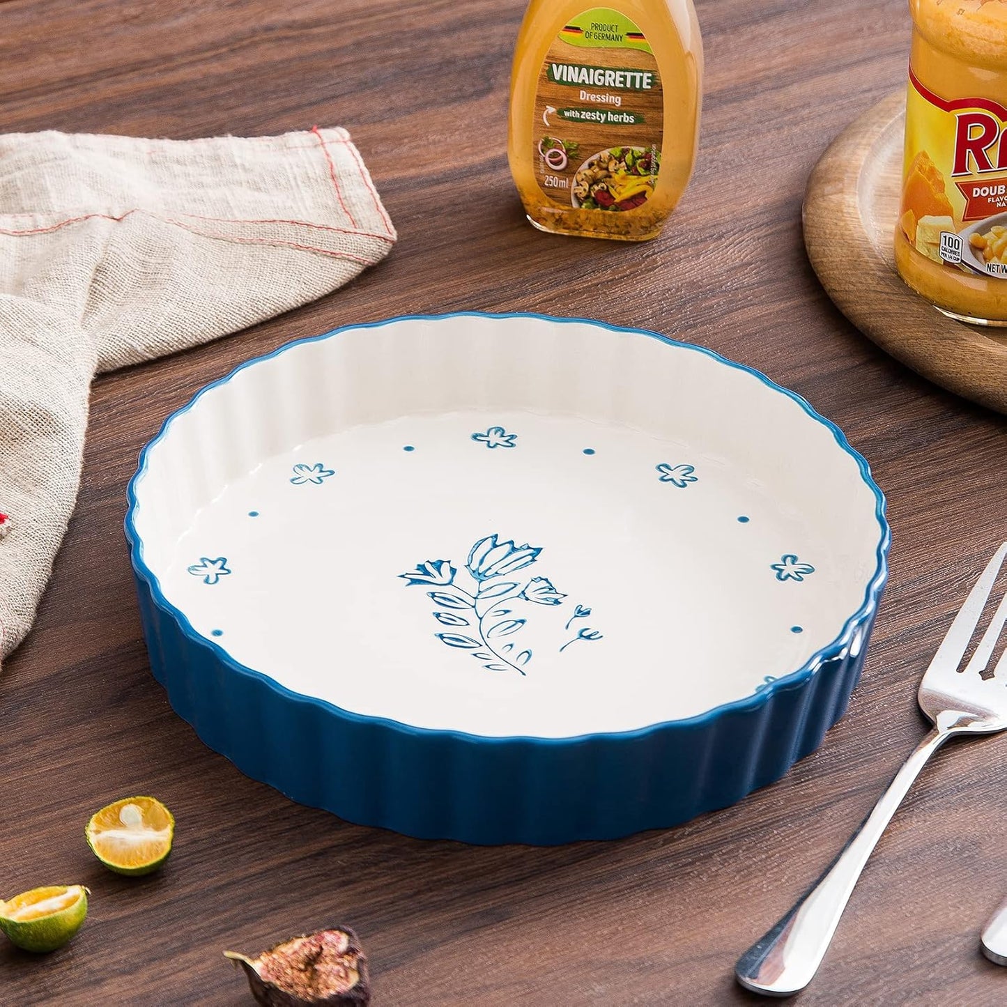 Wisenvoy Ceramic Pie Pan - 9 Inch Deep Dish Tart Pan for Perfect Quiches and Pies