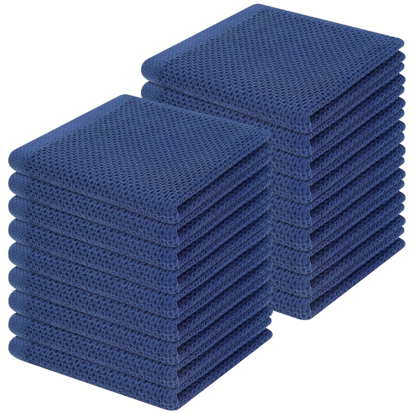 Homaxy 100% Cotton Waffle Weave Kitchen Dish Cloths, Ultra Soft Absorbent Quick Drying Dish Towels, 12 x 12 Inches, 18-Pack, Navy Blue