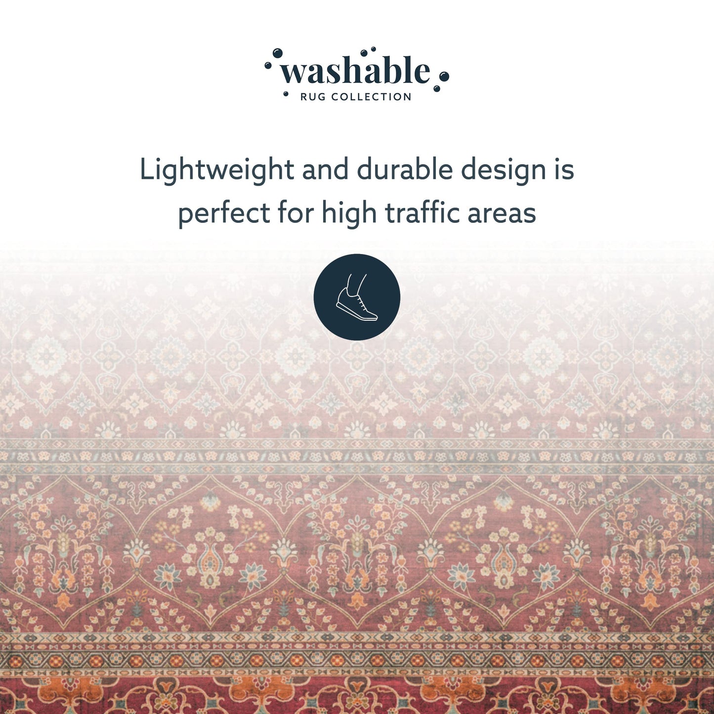 Linon Home Decor Products The Anywhere Washable Rug Yarit Garnet & Ivory 3' X 5' Accent Rug