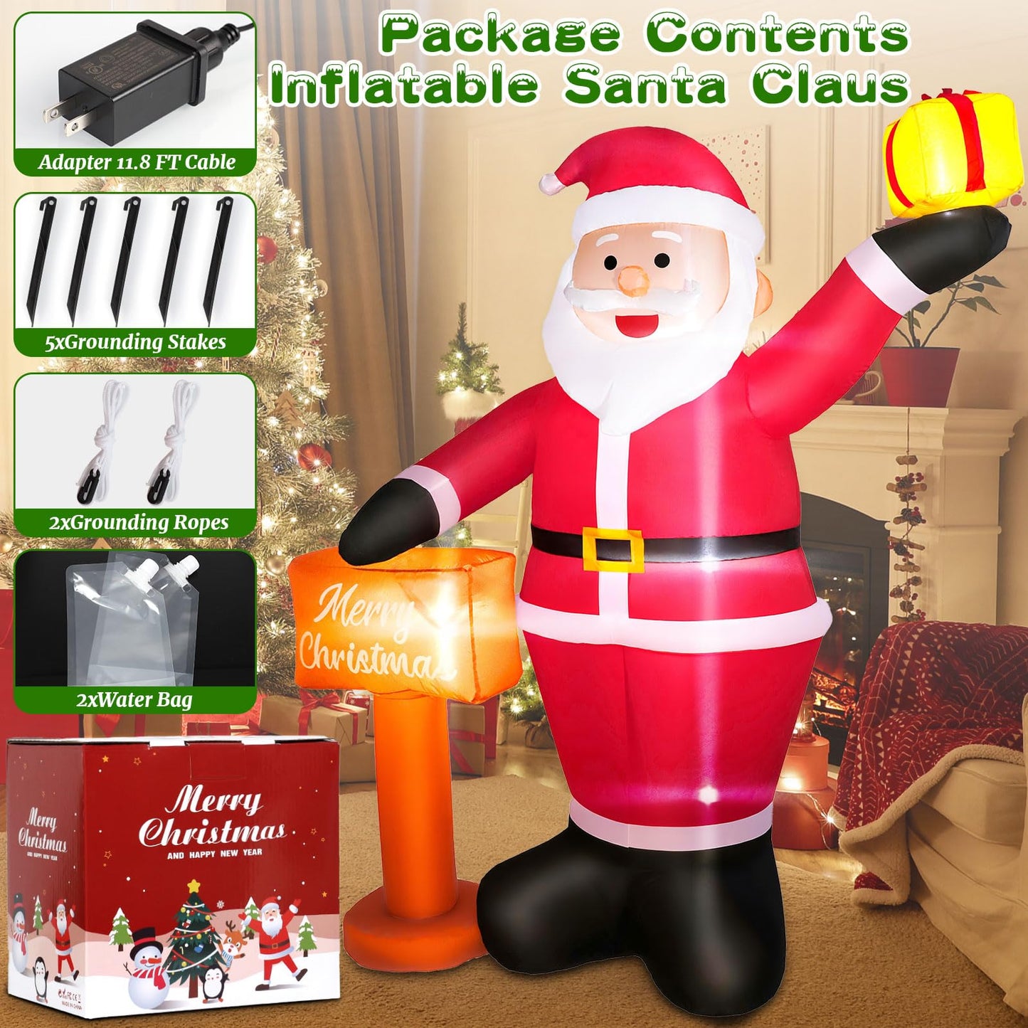 Christmas Inflatables Decorations Outdoor, 6FT Inflatable Christmas Blow Ups for Yard, Garden, Lawn & Indoor, Bright LED Lighted Xmas Decoration, Easy Setup & Weather-Resistant Holiday Display
