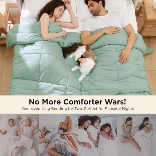 Bedsure Comforter Duvet Insert - Oversized King Size, All-Season Down Alternative Bedding, Sage Green, 116x98 Inches