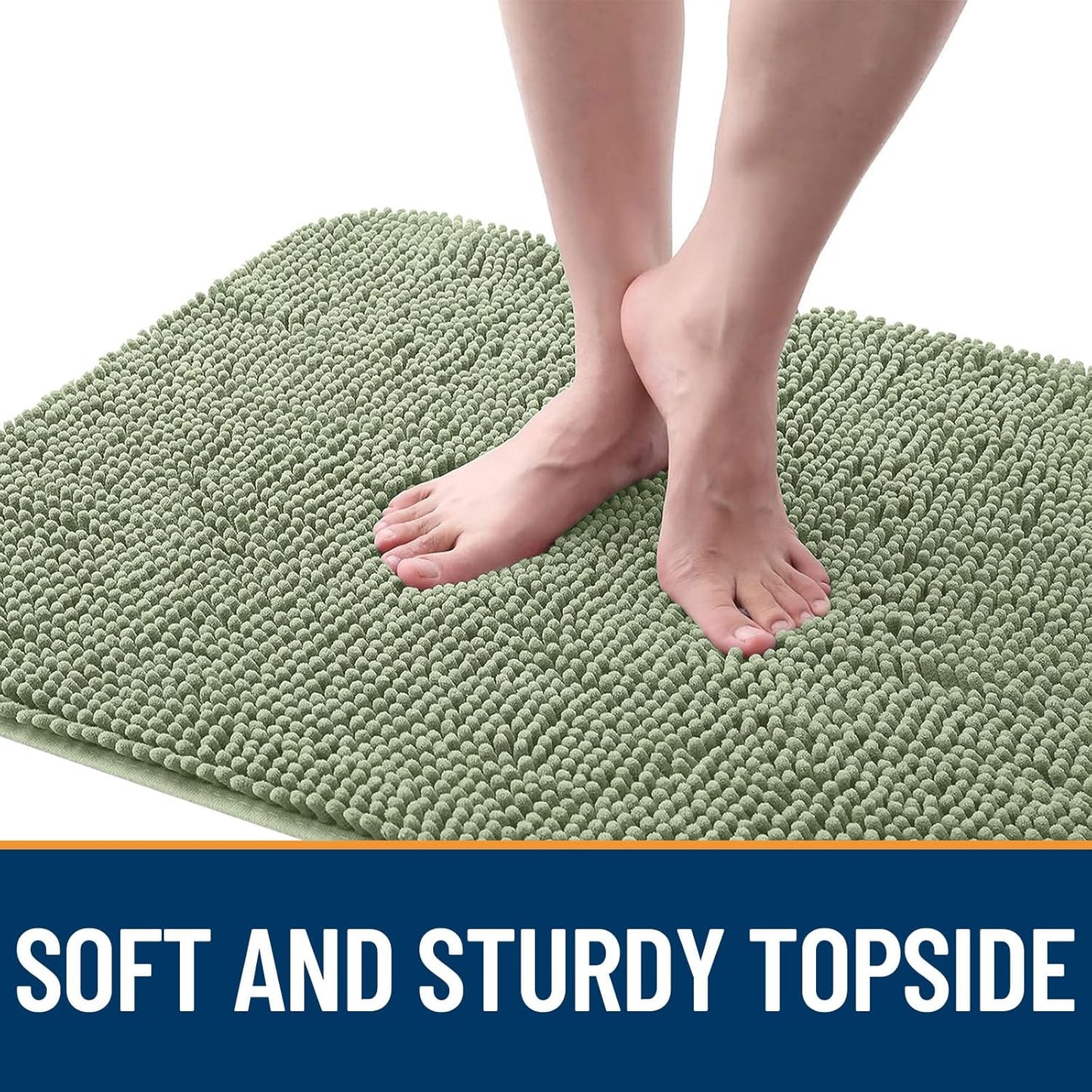 OLANLY Dog Door Mat - Absorbent Non-Slip Chenille for Muddy Paws | 59x24 Inches, Sage Green