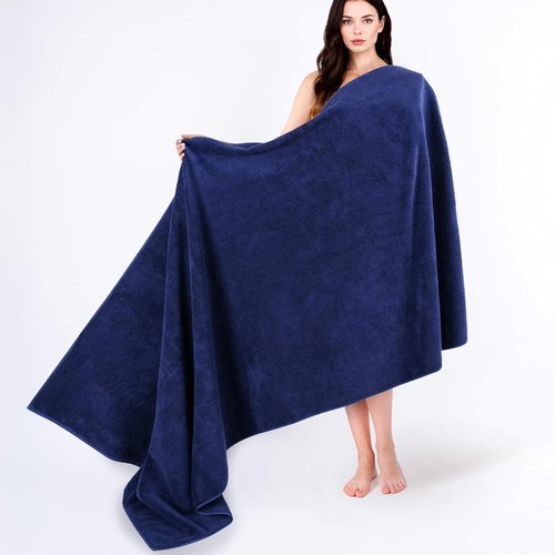 Cotton Paradise Oversized 100% Cotton Bath Sheet - Extra Large Turkish Towel in Navy Blue | 40x80 Inches