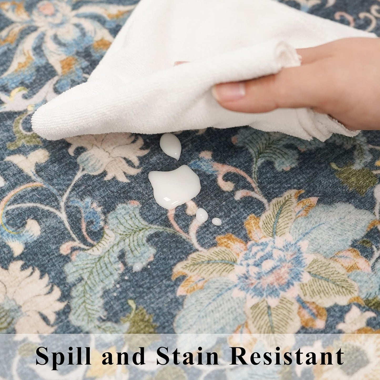 Skiennix 4x8 Washable Kitchen Area Rug - Elegant Floral Design | Stain-Resistant Soft Carpet for Living Room, Bedroom, and Entryway