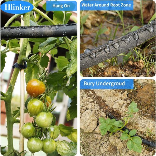 Hlinker Flat Soaker Hose - 100 FT Drip Irrigation for Garden Beds | Leakproof & Water-Saving Design