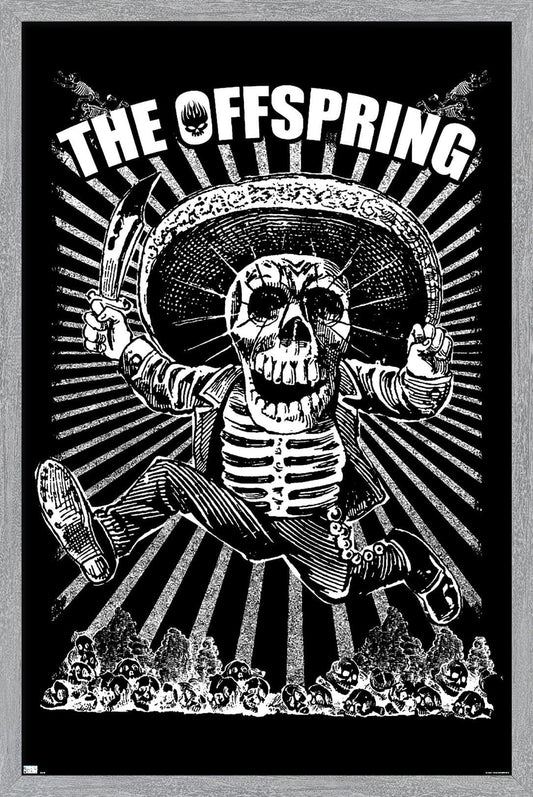 The Offspring - Jumping Skeleton Wall Poster, 22.4L" x 14.7W", Gray Framed Version