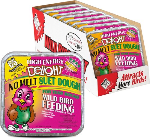 C&S High Energy Delight Suet Cakes - No Melt Formula for Wild Birds | 8-Pack for Woodpeckers & More