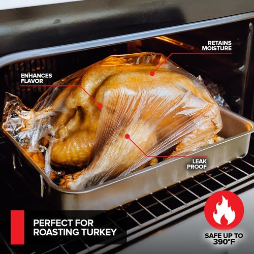 100 Pack Multipurpose Oven Bags – 19” x 24.5” Heavy-Duty Roasting Bags for Turkey, Heat-Resistant for High-Temperature Cooking
