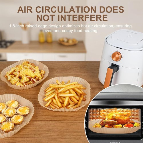 Air Fryer Liners | 8-Inch Disposable Non-Stick Sheets for Easy Cleanup - 100 Count