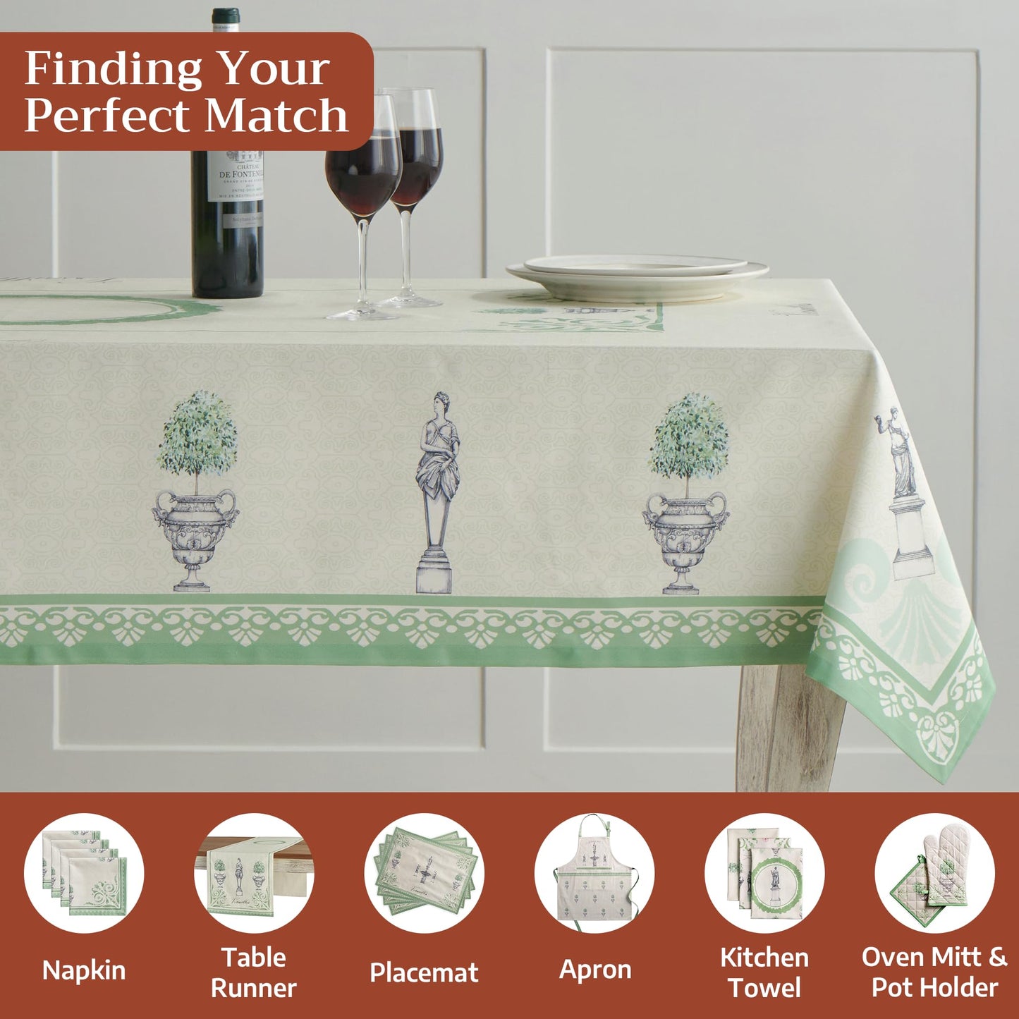 Maison d' Hermine Table Cloth Rectangle Table 100% Cotton 60 x 108 Inches Tablecloth Reusable Decorative for Dining Kitchen Room Farmhouse Home Gifts for Mothers Day Spring Summer - Jardin Du Roy