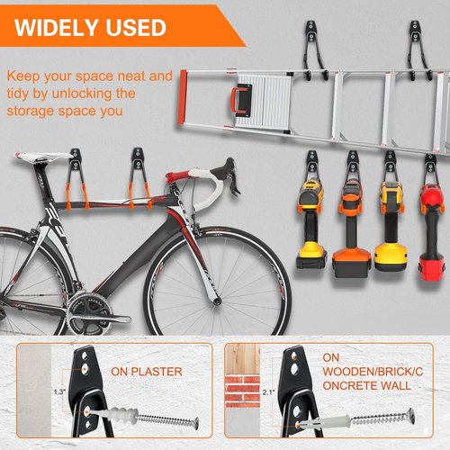 HUPBIPY Heavy Duty Garage Hooks - 7.7-Inch U-Shaped Hangers with Cord Organizers | Wall-Mounted Tool Storage