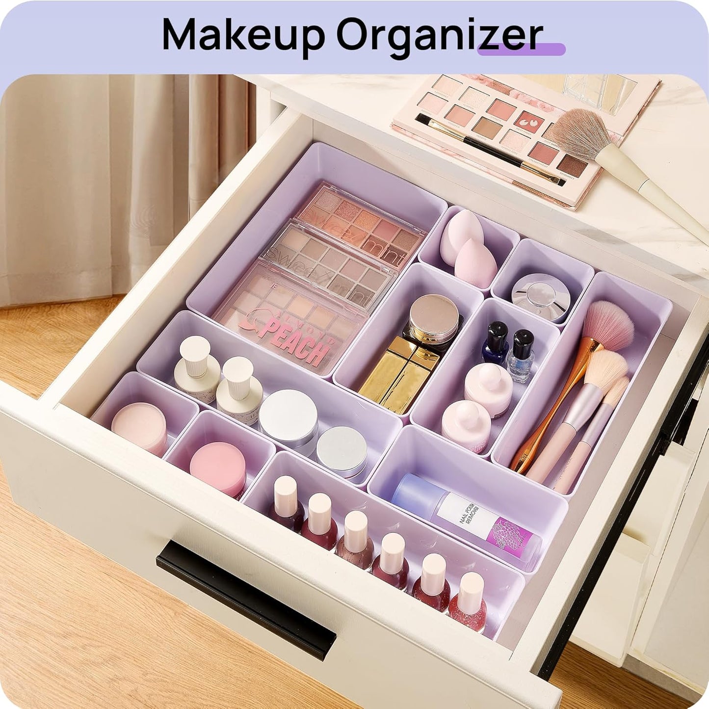 Vtopmart 25 PCS Plastic Drawer Organizer Set - Versatile Storage Bins for Bathroom, Makeup & Kitchen