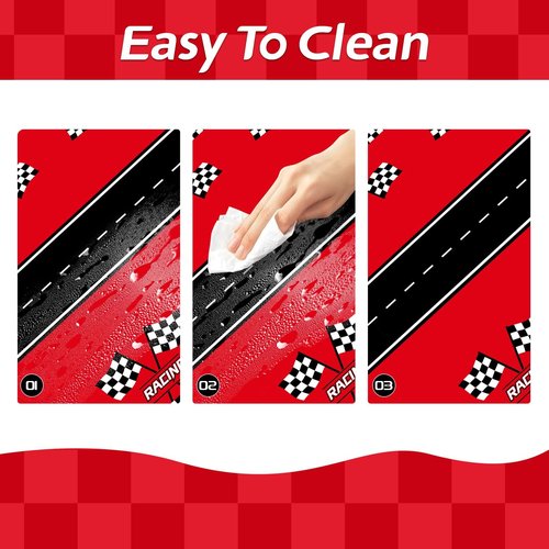 Childom 3Pcs Racing Car Plastic Tablecloth, Race Birthday Party Decorations, 54'' x 108'' Checkered Table Cloth Decor, Favors Rectangular Tablecloth for Boys Baby Shower Home