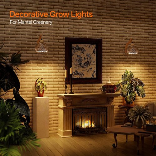 Bstrip Hanging Grow Lights - 18W Full Spectrum Indoor Plant Light | Boho Rattan Lantern Shade, 3800K