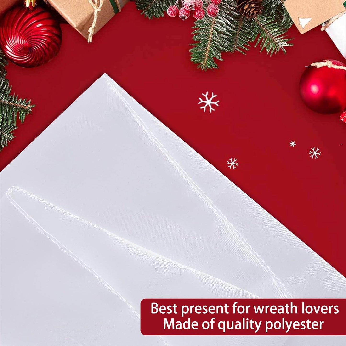 RunNico Wreath Sash - 4 Pack 4.5" W x 56.3" L | White Blank Embroidered Wreath Accessories for Holiday Decor