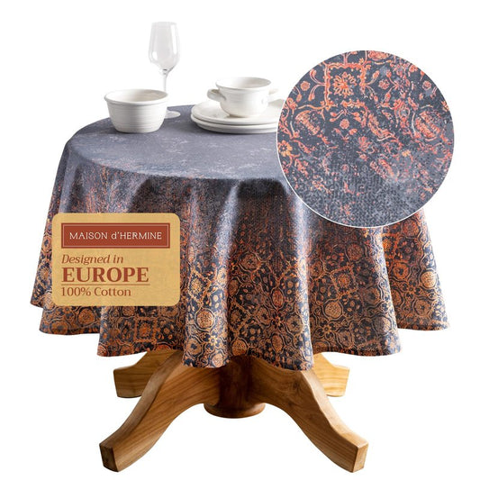 Maison d' Hermine Table Cloth Round Table 100% Cotton 63 Inches Fall Tablecloth Reusable Everyday Use for Thanksgiving Christmas Decorations Dining Farmhouse Party (Imperfection)
