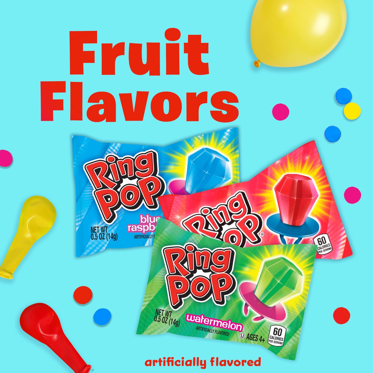 Ring Pop Lollipops - Bulk Candy Individually Wrapped Suckers Variety Party Pack- 20 Count w/Assorted Flavors - Hard Candy for Party Favors, Kids & Goodie Bags