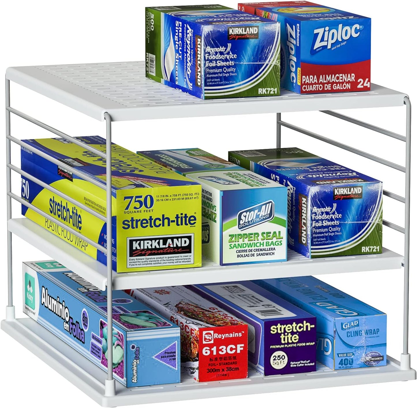 Skiennix Cabinet Organizers - Upgraded Divided Compartment Holder for Kitchen Storage | Under Sink Organizer